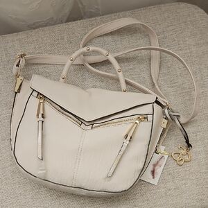 Jessica Simpson Cream Crossbody Bag with Gold Accents